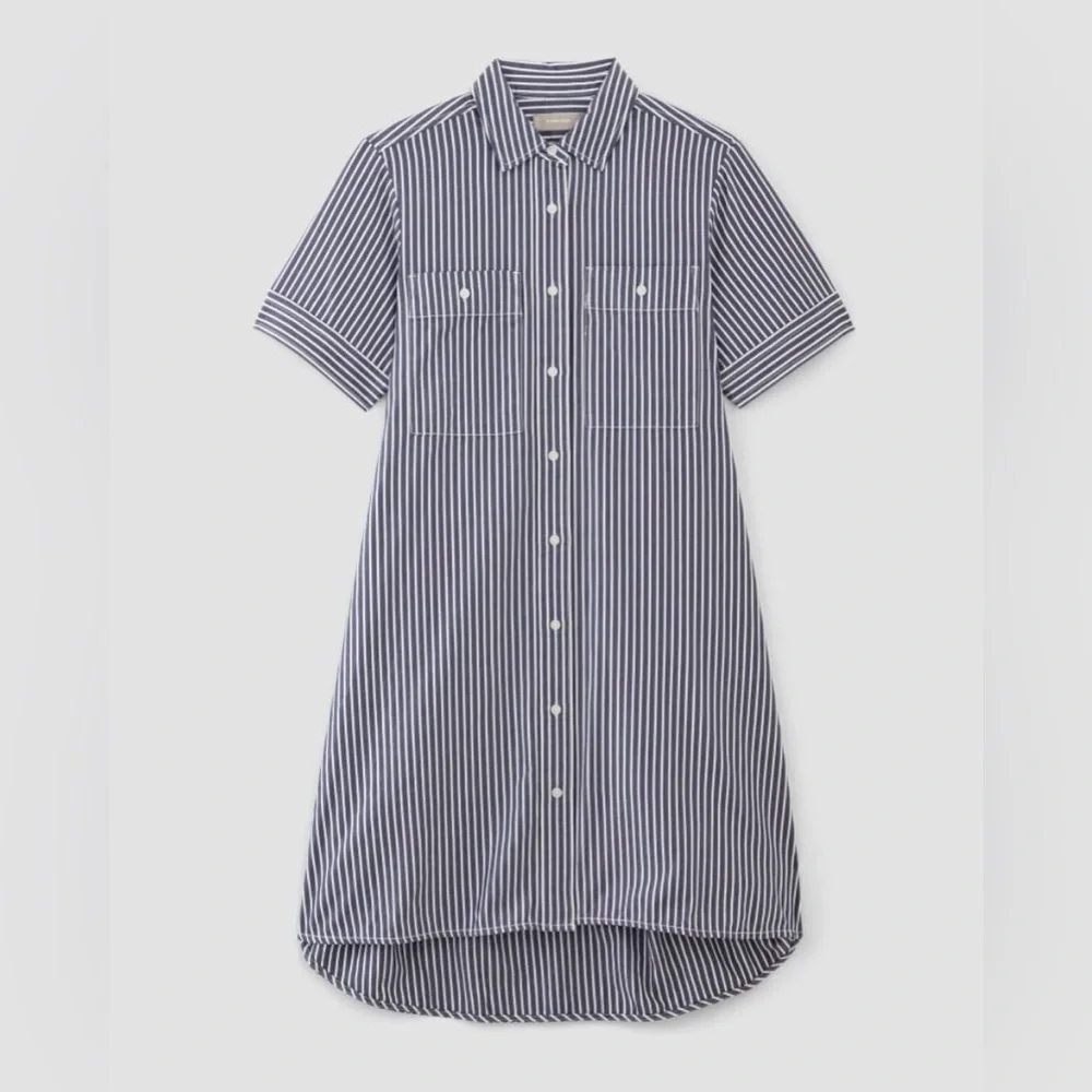 EVERLANE daytripper short sleeve blue & white stripe shirt dress oversized small - Picture 2 of 9
